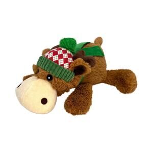 Kong Size M Holiday Cozie Brown Reindeer Dog Toy Squeaky Crinkle Plush Cutesy‎